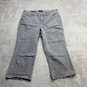 NYDJ Marilyn Straight‎ Jeans Womens 14 Petite Grey Raw Hem Coolmax Stretch Denim